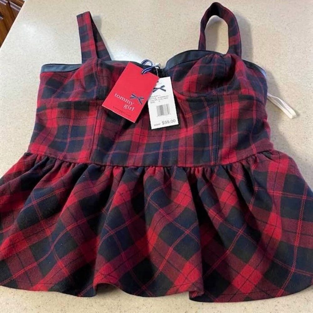 SOLD on Ebay NWT Tommy Girl  By Tommy Hilfiger Leather Trim Built-in Bra XS